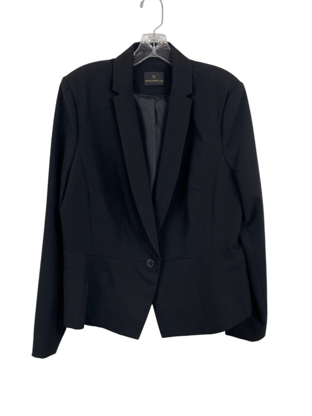 Worthington Womens Black Blazer XL Lined With Shoulder Pads